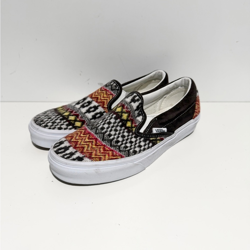 Vans Classic‎ Slip On Fair Isle Brown Multicolor Slip-On Sneakers - Picture 5 of 8
